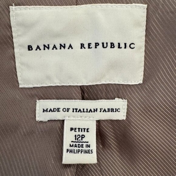 Banana Republic Taupe Ivory Wool Blend Herringbone Tweed 3D Floral Blazer 12 P - Picture 13 of 16